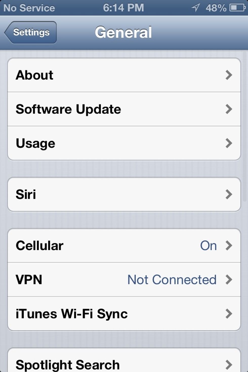 Then go to cellular.