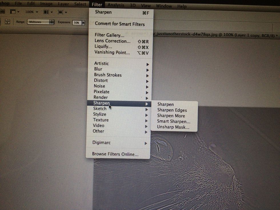 Then go to Filter>Sharpen.