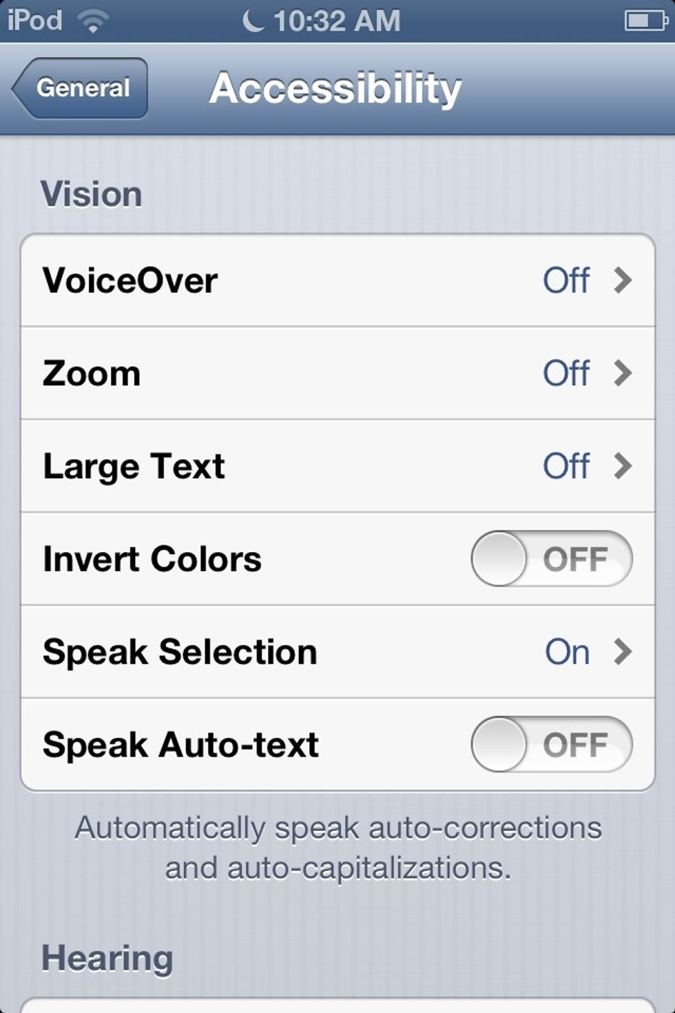 Then go to speak selection