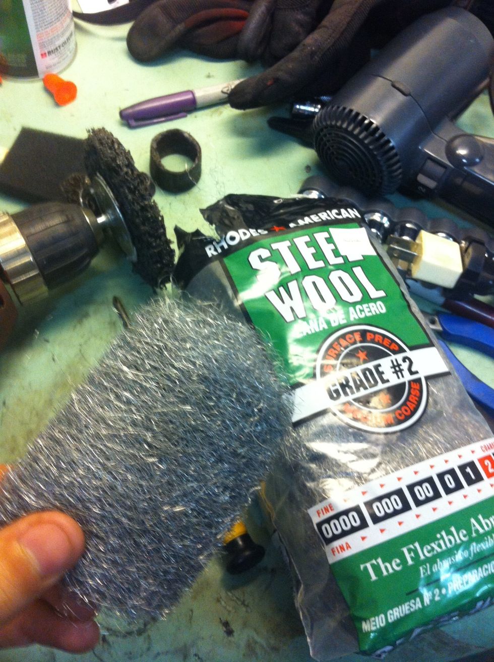 Then grab some steel wool and work off the rust and the jelly.