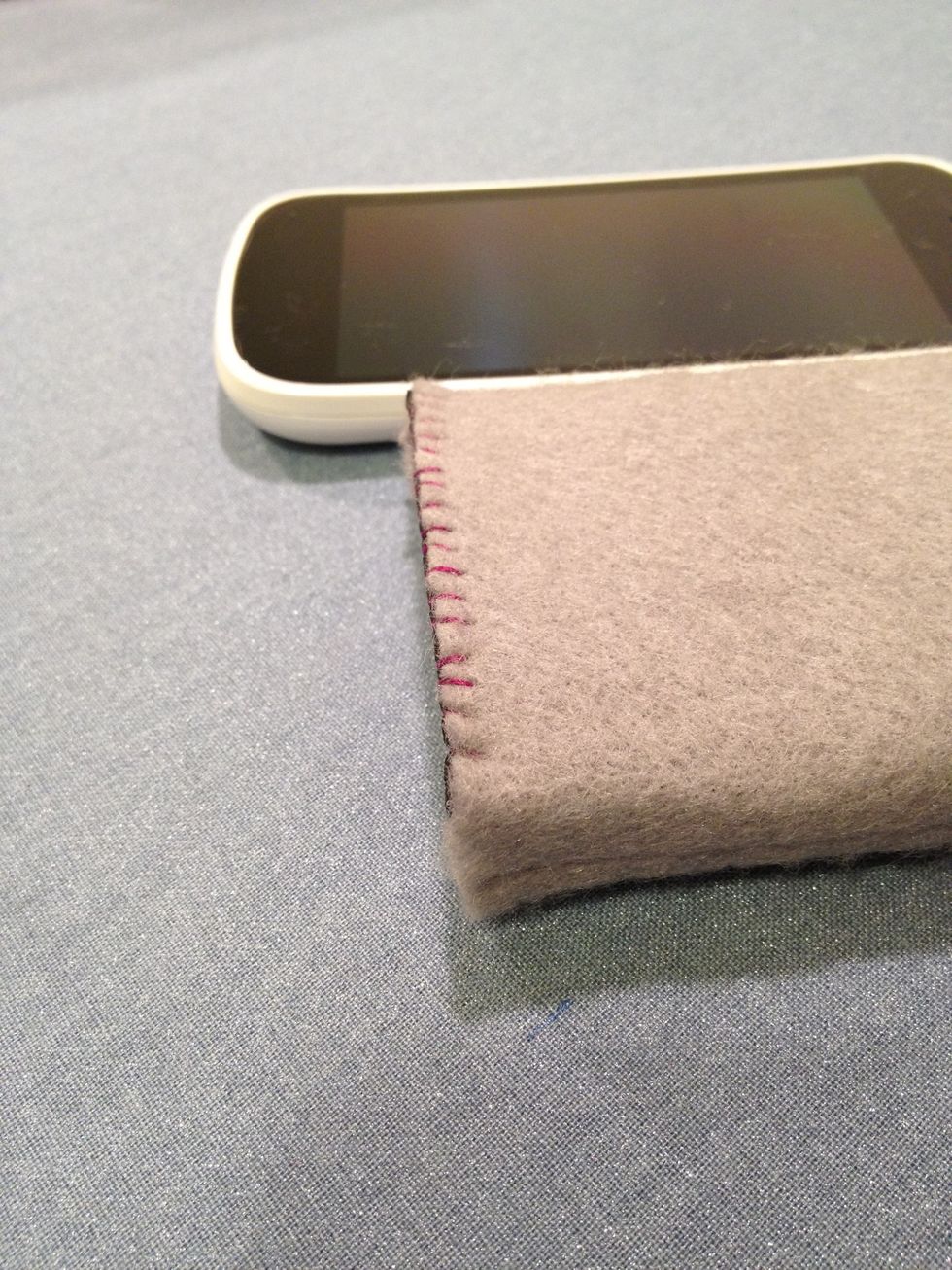 Then hand stitched with purple thread.
