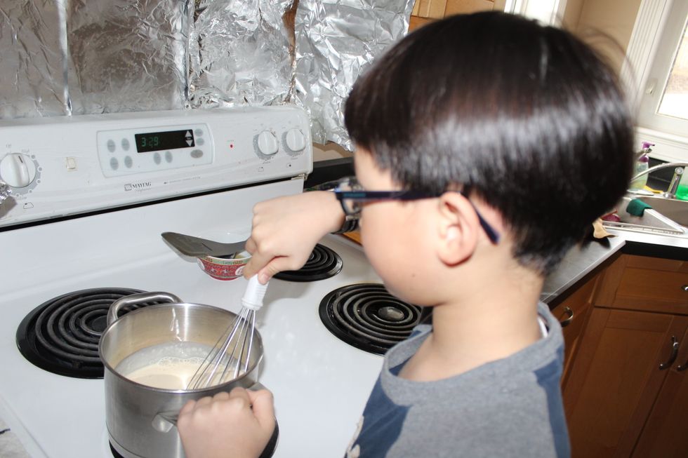 Then heat up the sugar and milk
