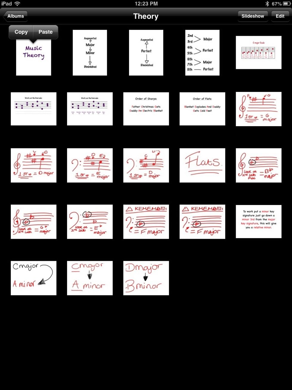 then hold down your finger on the first photo in your album and click 'paste'.