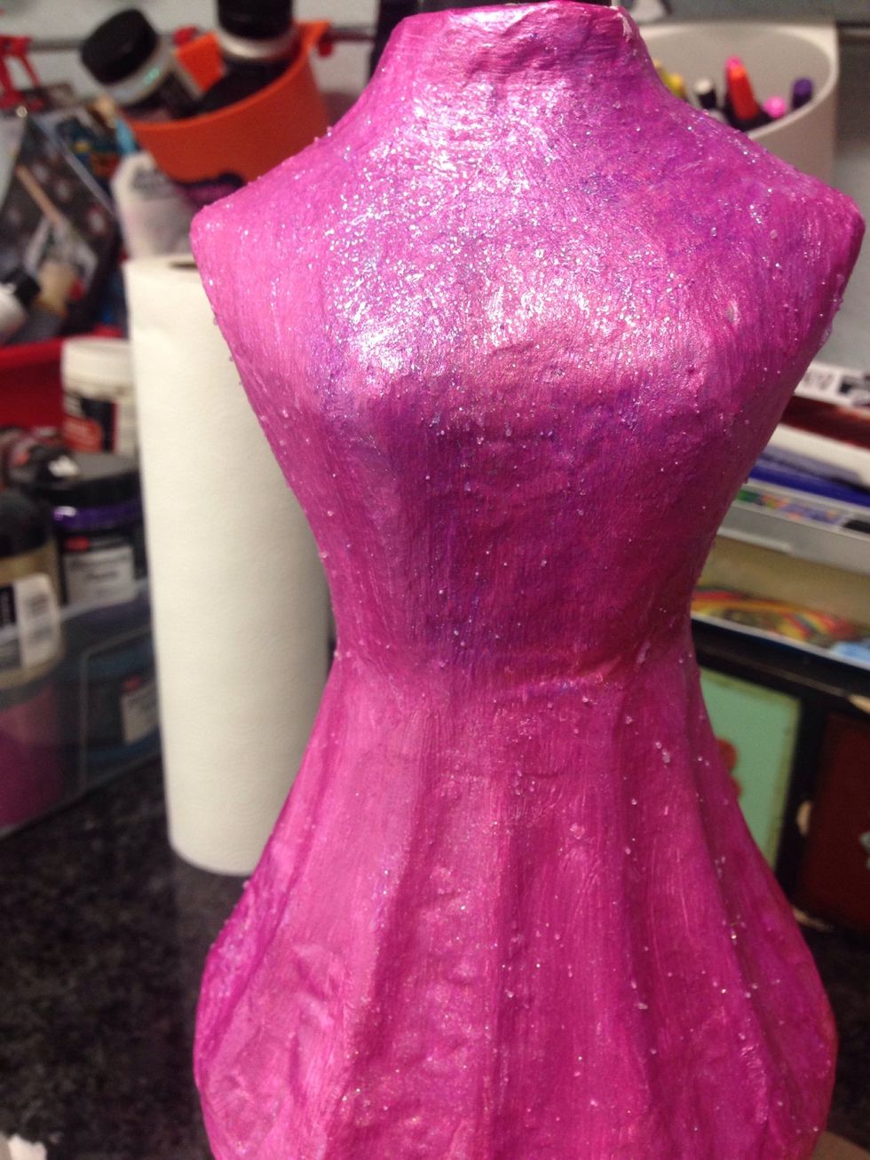 Then I added glitter paste for a little sparkle. If you don't have glitter paste, you can add glitter to the paint while it's still wet