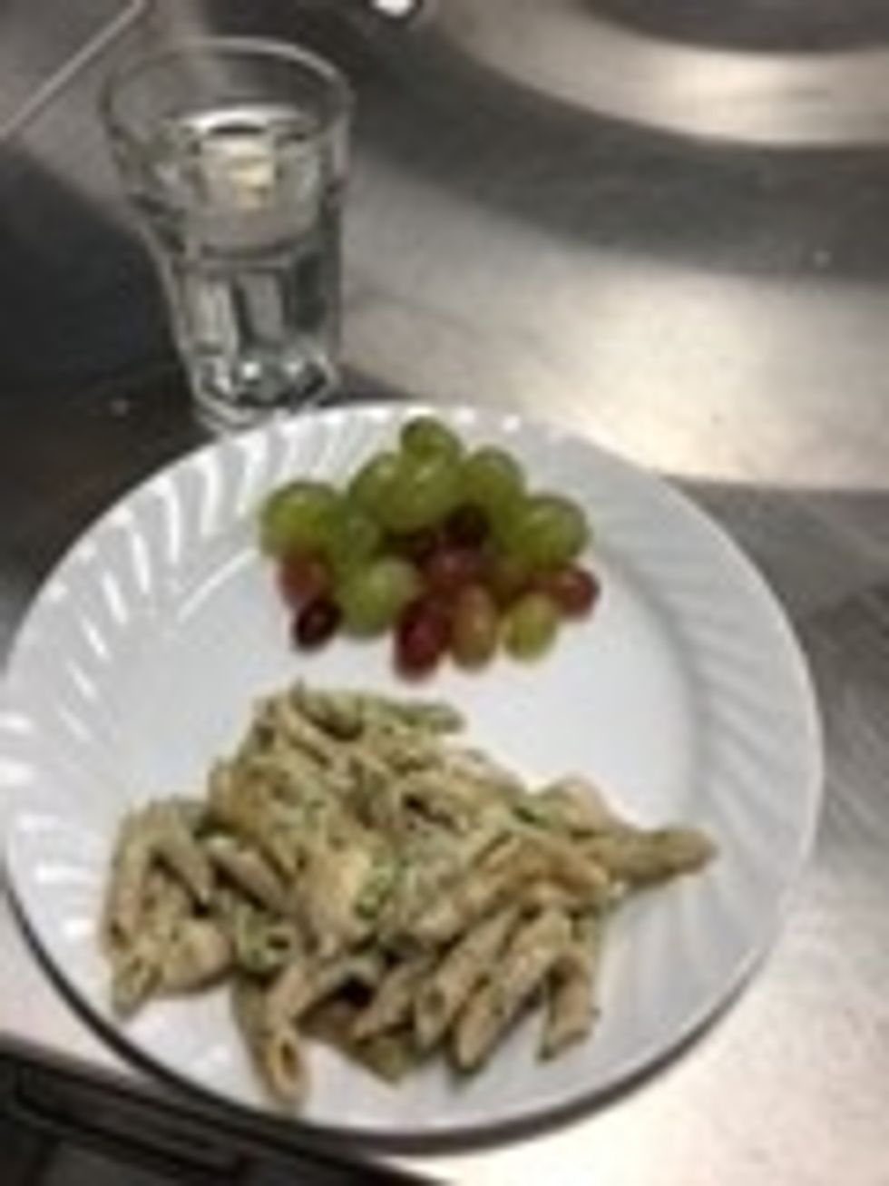 Then i added grapes and a glass of water to the dish to make it complete
