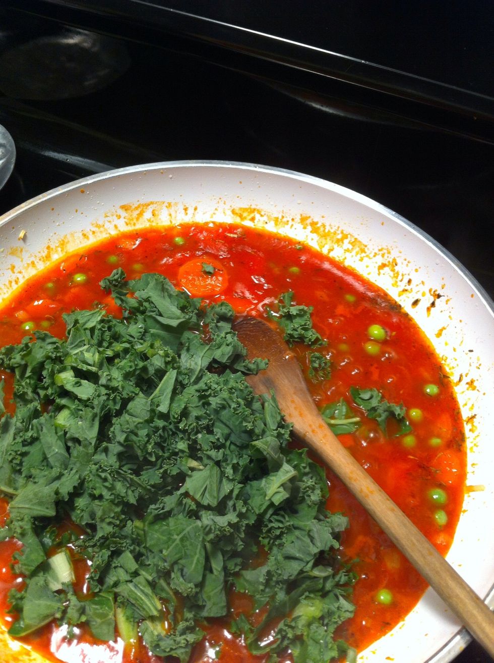 Then I always try and sneak some greens in, kale, spinach, beer greens, etc.