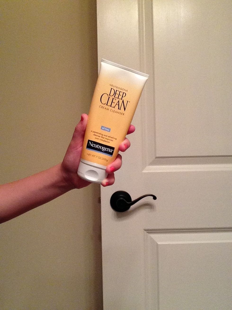 Then, I cleanse my face.