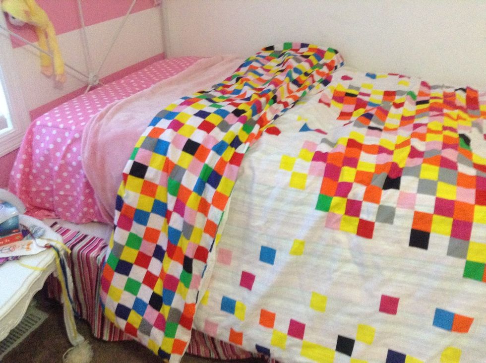 Then I fold it over the top showing some pink, how I like it.