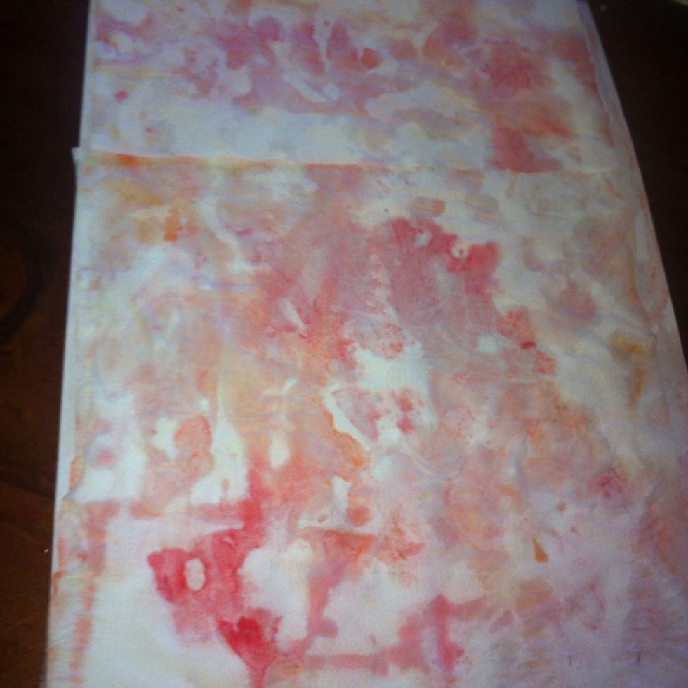 Then. I got tissues and placed them ontop of the wet painted surface