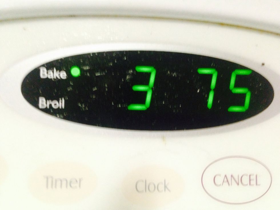 Then I like to start preheating my oven at 375 degrees but it's probably better if you do this at the beginning so oven is really warm