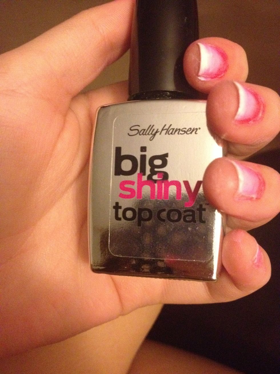 Then I put two-three layers of big and shiny top coat. But any too coat will work ((Keep applying every couple of days if you want a more fresh and longer lasting look))