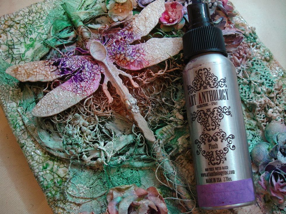 Then I sprayed Plush Colorations to my Dragonfly and heat dried it with my heat tool.