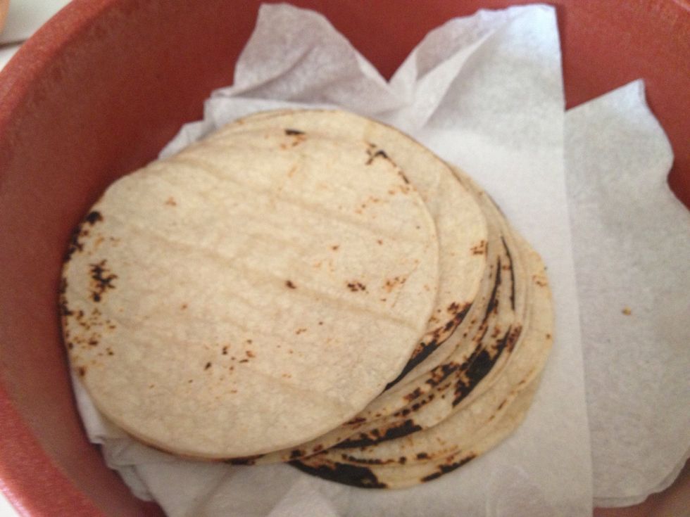 Then I stack them. I used 14 tortillas.