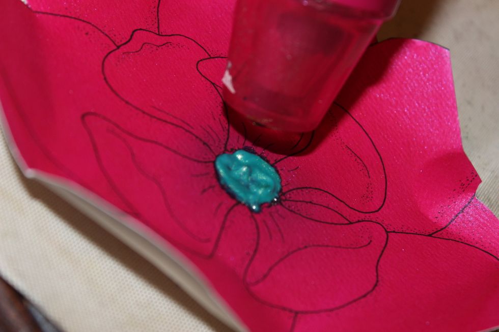 Then I used a heat tool to bubble the color as it dried. To do this, I simply let the heat hit the sorbet directly.