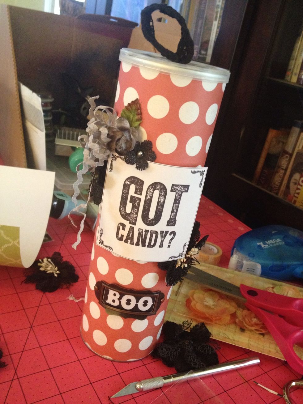 Then I used hot glue to adhere my Petaloo flowers, trims, and the little Petaloo Vintage plate.