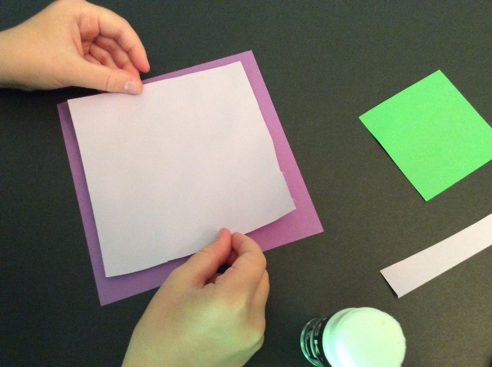 Then I will glue my cut square on top of my other square.