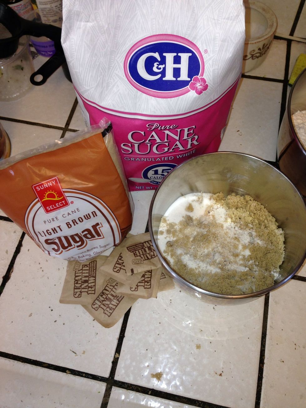 Then in a separate bowl combine sugars