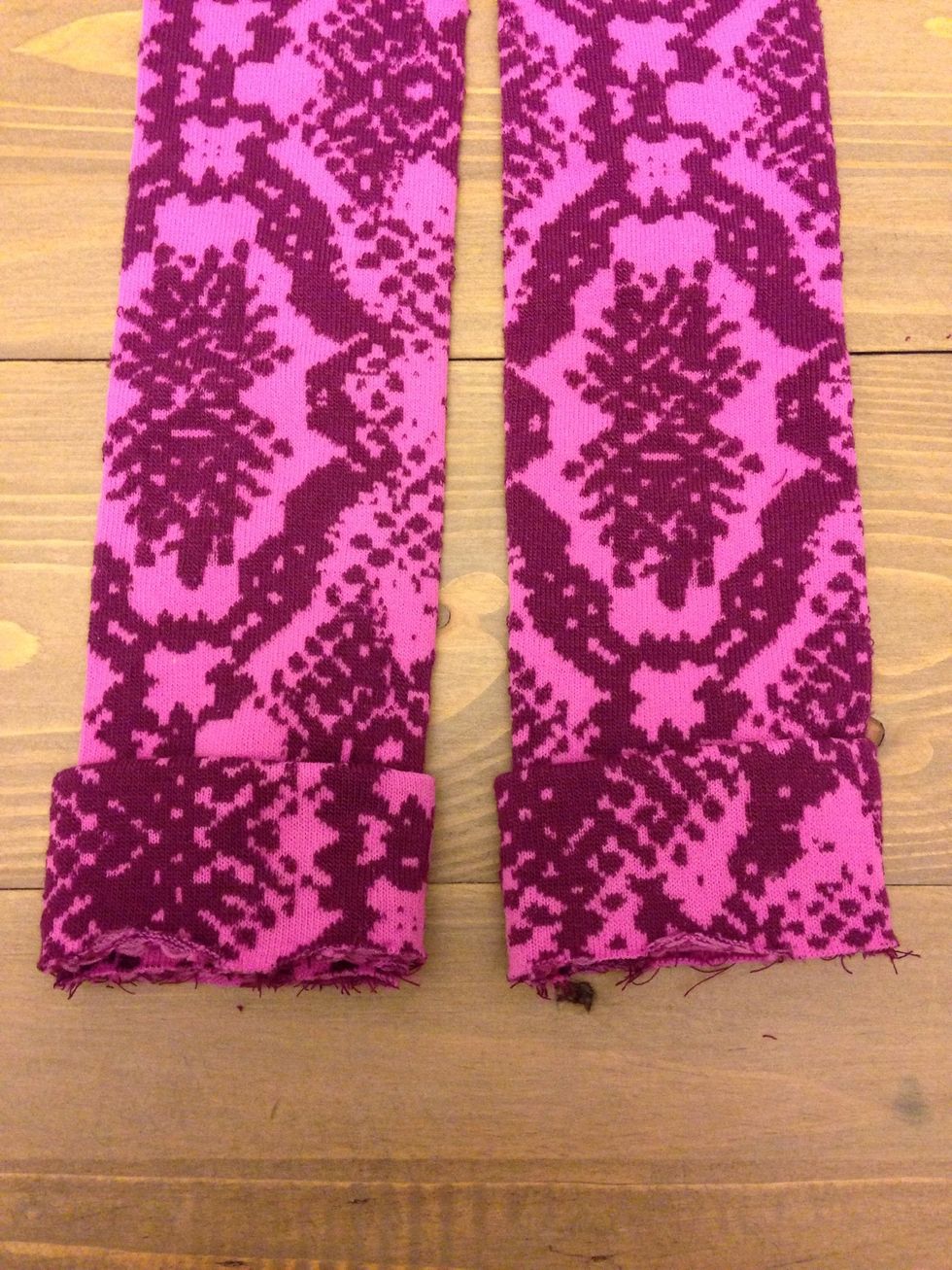 Then insert the long piece in the middle. We will sew around this to make the cuff.