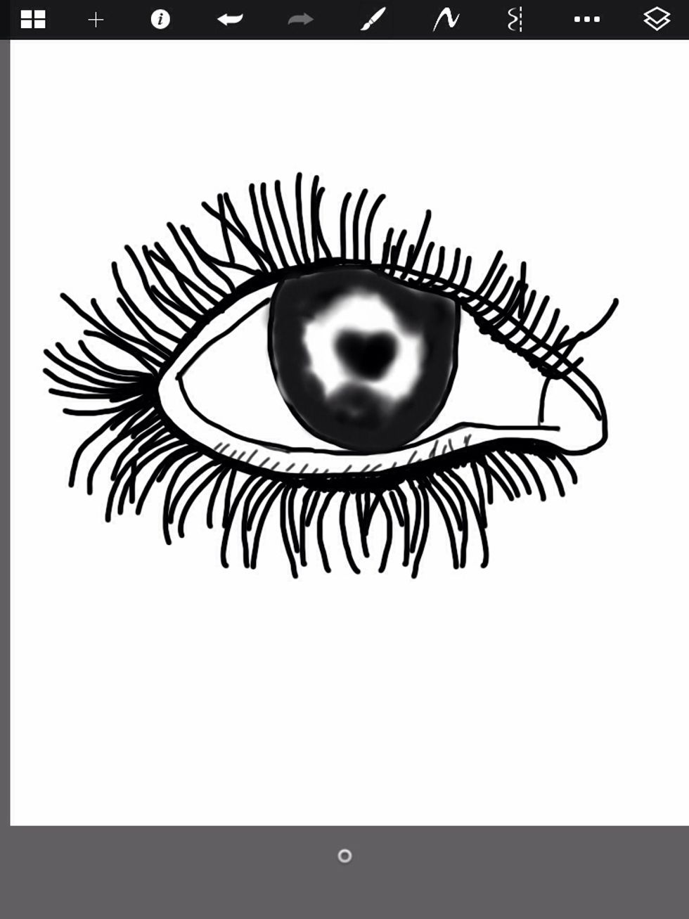 Then inside instead of using ink you shade the eye like a circle in the middle and outside it's surrounded , I faded this using a fade tool but if using paper use pencil to shade it or an oil tip pen.