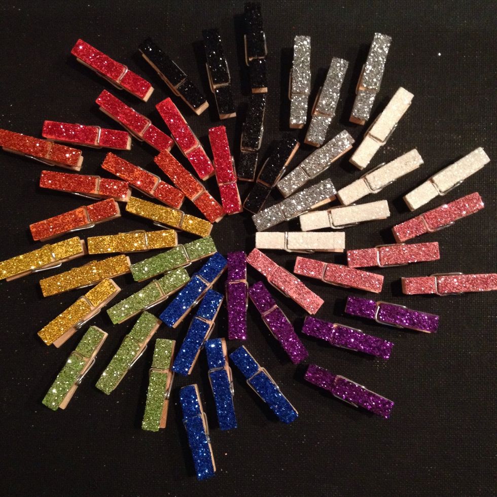 Then it gets fun- try different colors for the glitter and paint if you'd like. The possibilities are endless! You could even cover the whole thing, or only put glitter on half? It's all up to you!