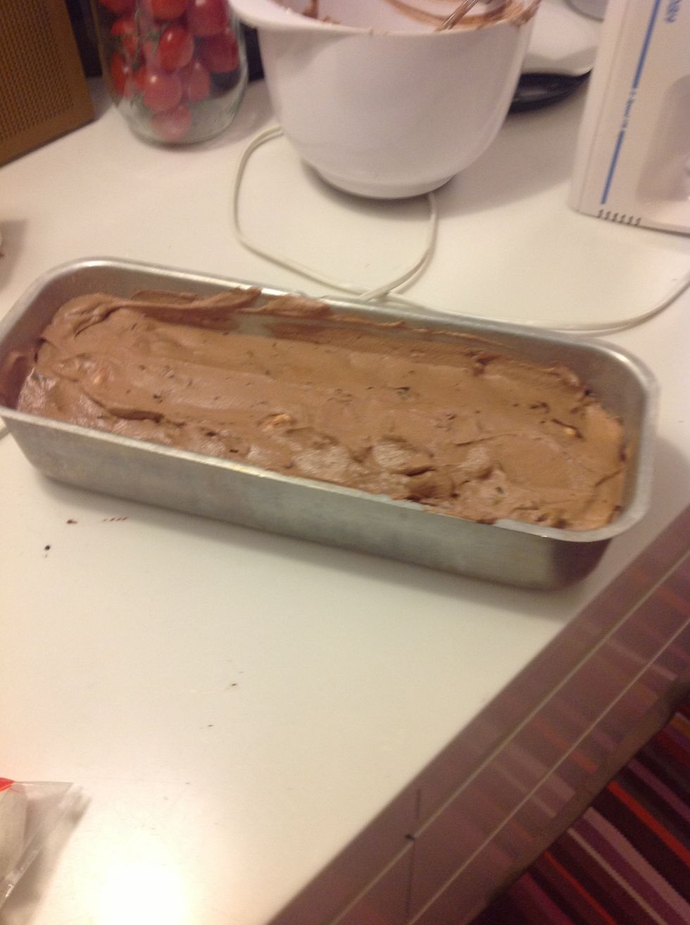 Then it time to the freezer! Take it out 30 min before it gonna be eaten. The ice cream should be hard after 5-6 hours.