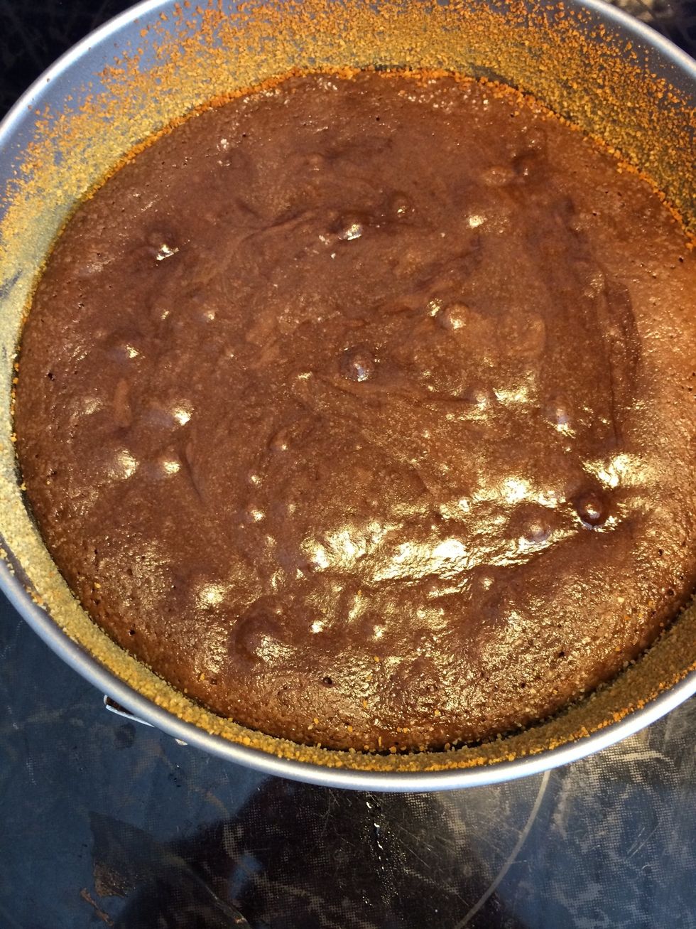 Then it will look like this. Let it cool for a moment before eating. It's also good to eat it cold, straight from the fridge.