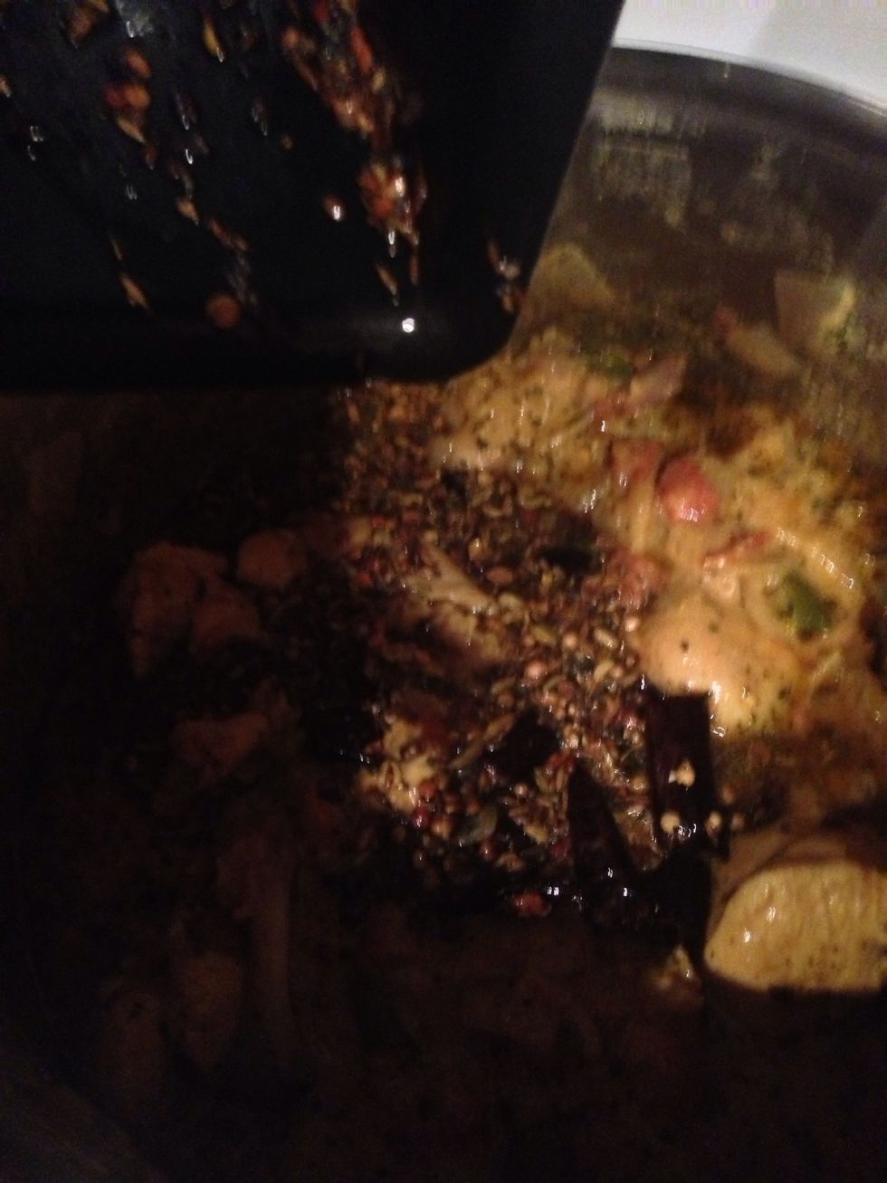 Then just get it out of heat and put it over the chicken in the pot.