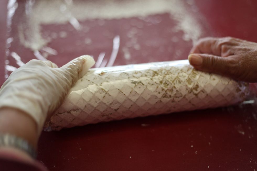 Then just wrap it up and put it in the freezer. Like this...