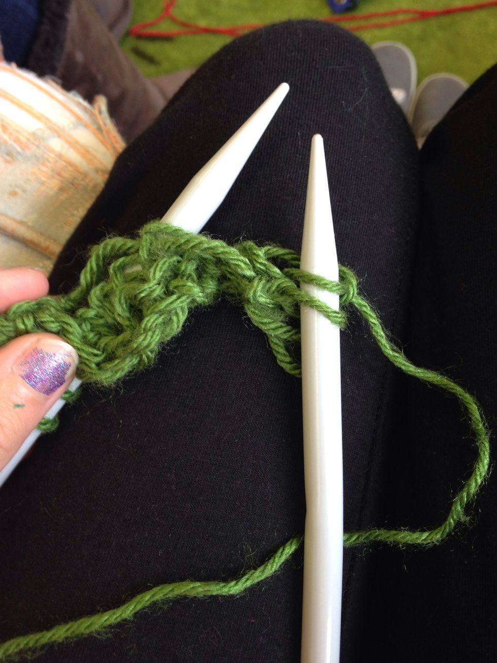 Then knit two on the other needle