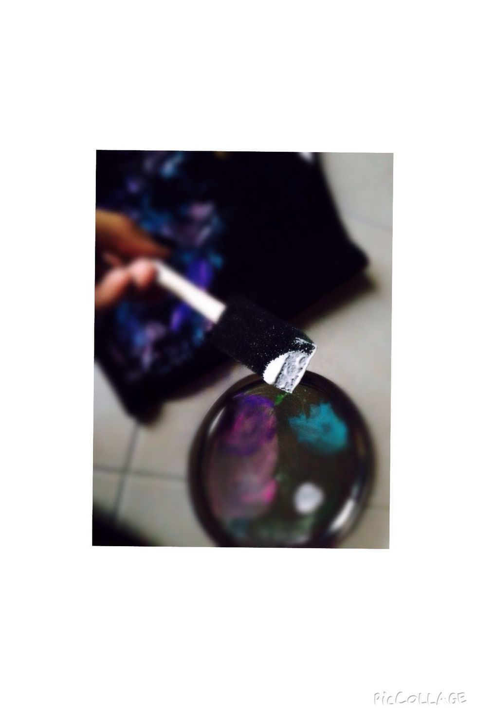 Then load one of your sponges with the white fabric paint.