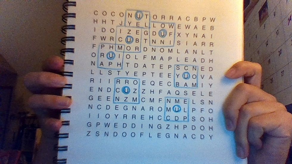 THEN, look at the letters that are surrounding the letter that you circled. Draw a box around them if it helps you ;D