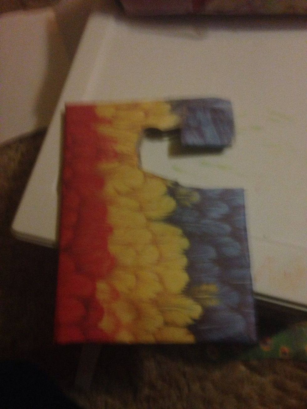 Then make A round hole and then take the top chunk of it on the top right-hand corner of it.