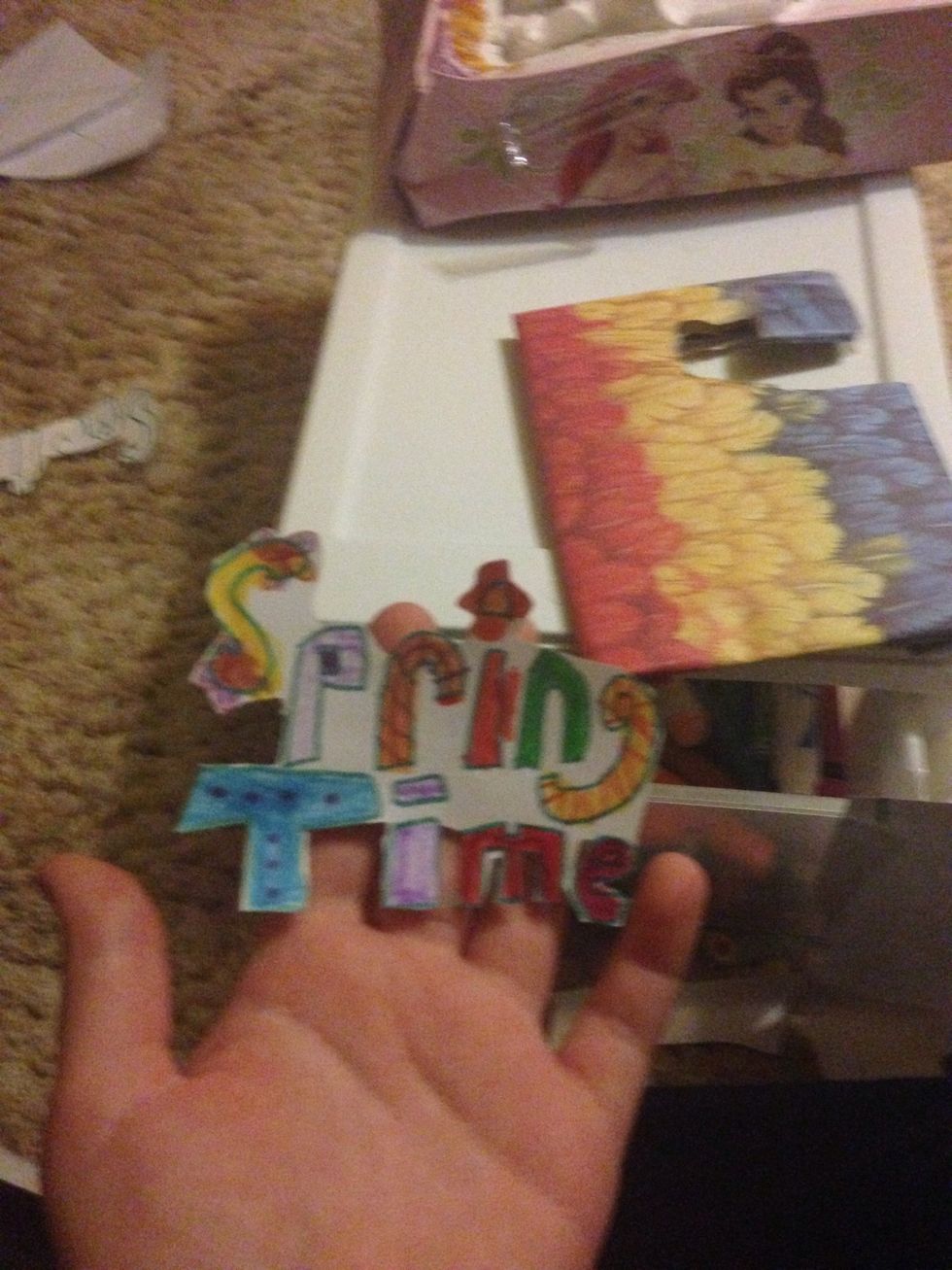 Then make some bubble letters that will fit the door nob haggers spot.