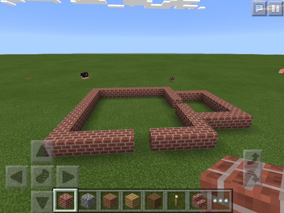 Then, make your structure. The big room is where the people eat, and then the smaller room is the kitchen.