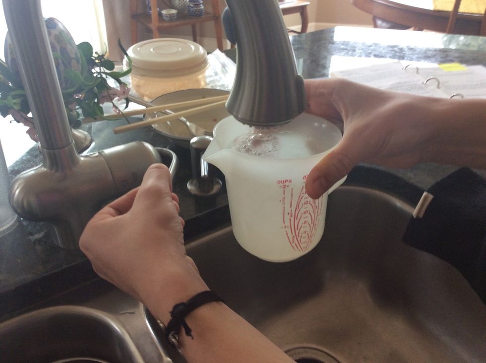 Then measure 2 cups of cold water.