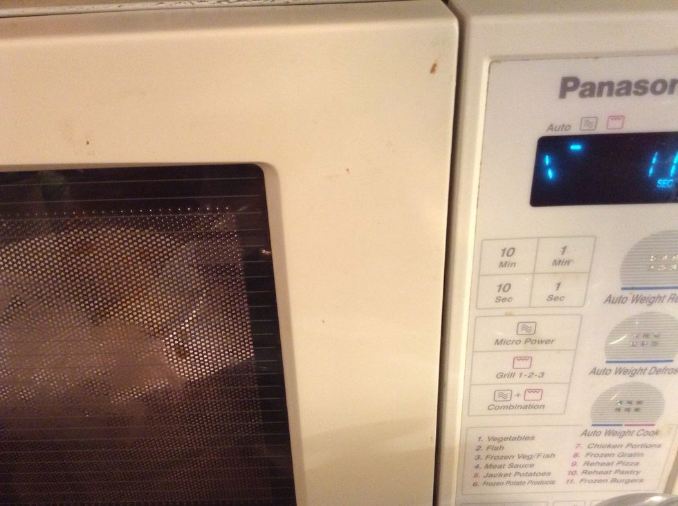 Then melt the white chocolate in the microwave.