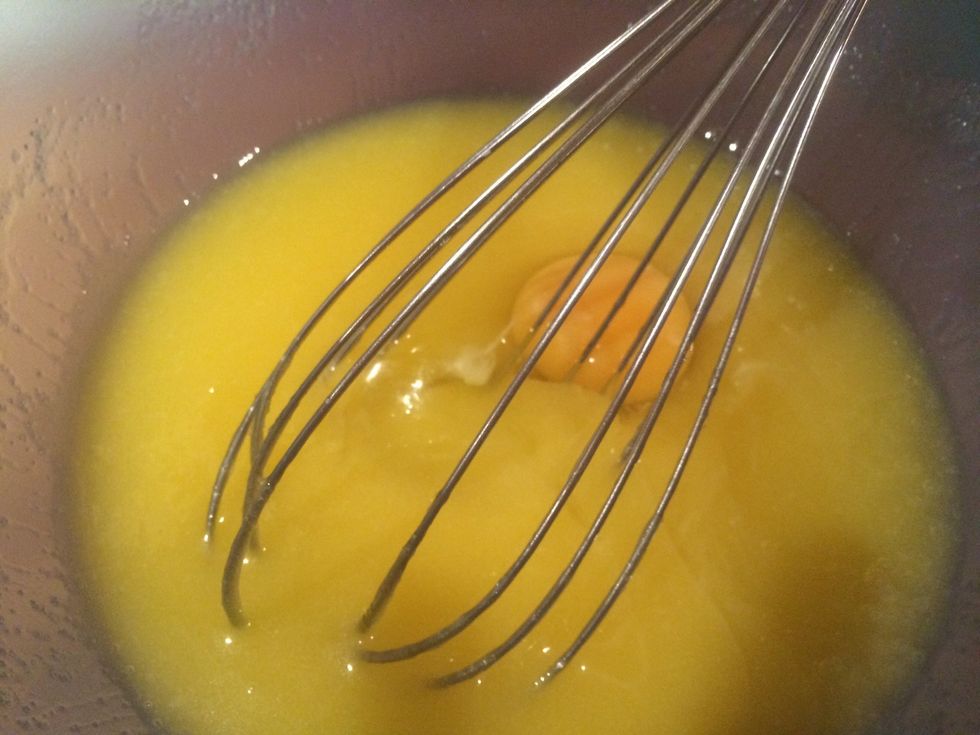 Then mix in the eggs.