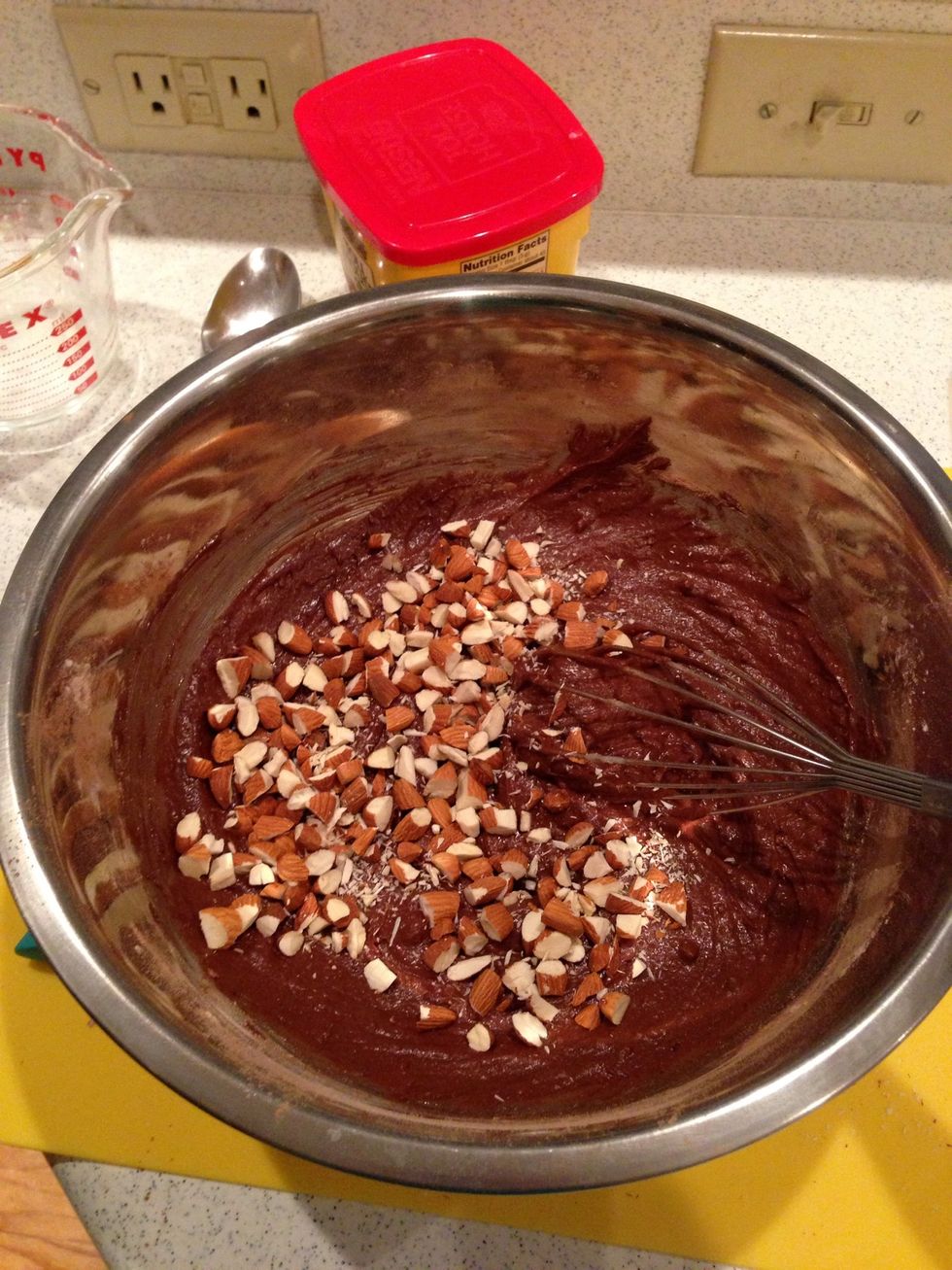 Then mix in the nuts