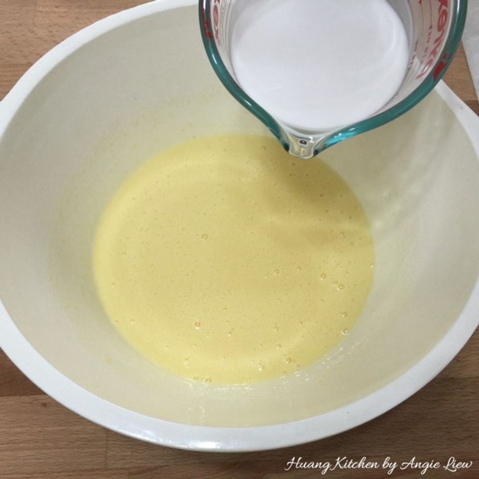 Then mix in the thick coconut milk