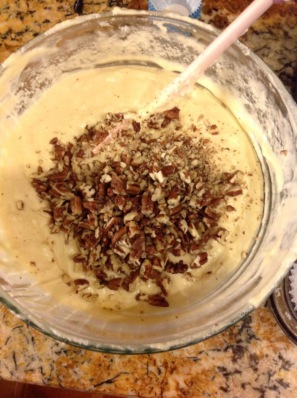 Then mix in your nuts! (Walnuts, or other nuts work here as well)