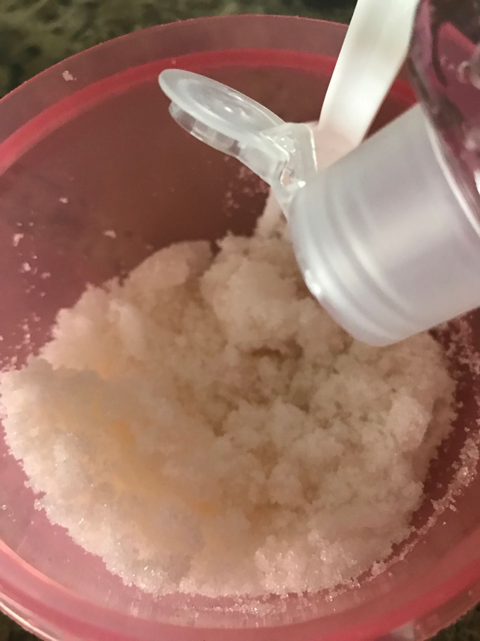 Then mix well with a fork, add more body wash until you get the consistency you want
