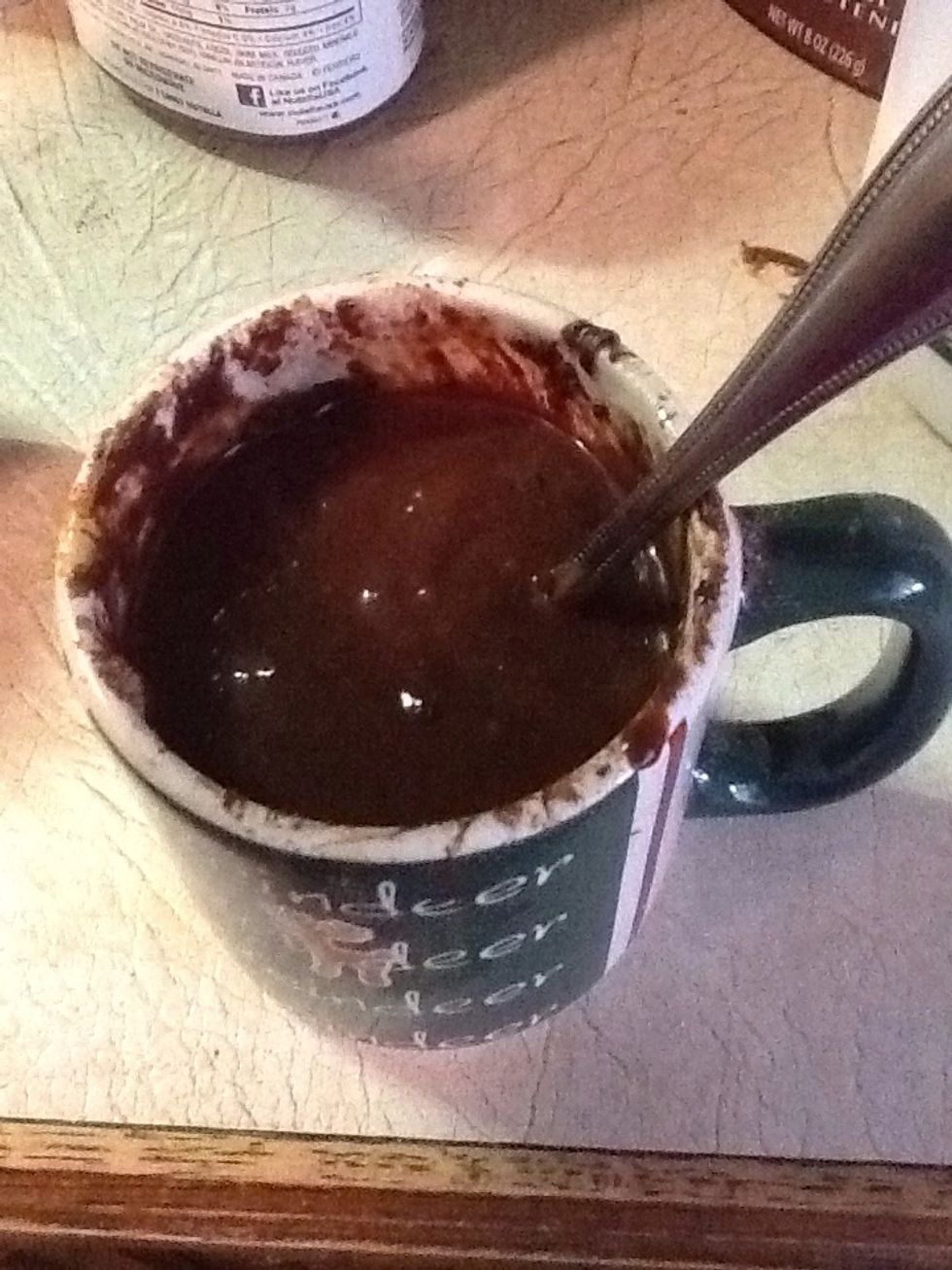 Then mix your nutella cake batter contents really well.
