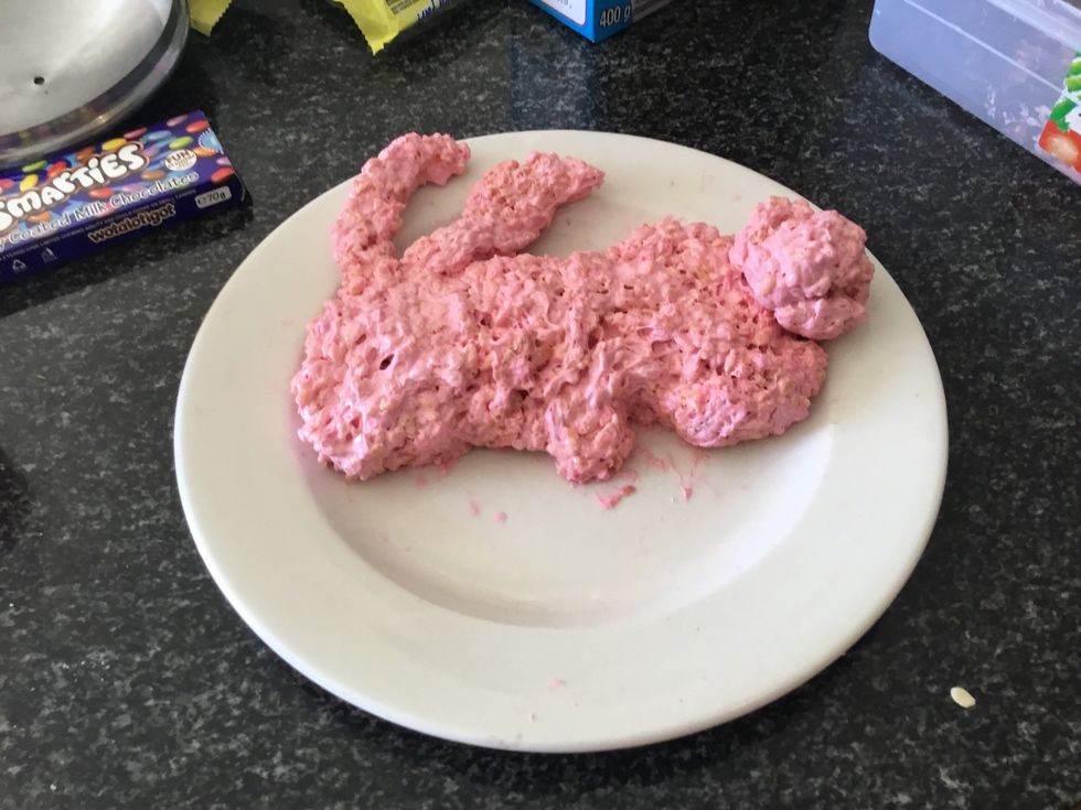 Then mold the batter into a bunny