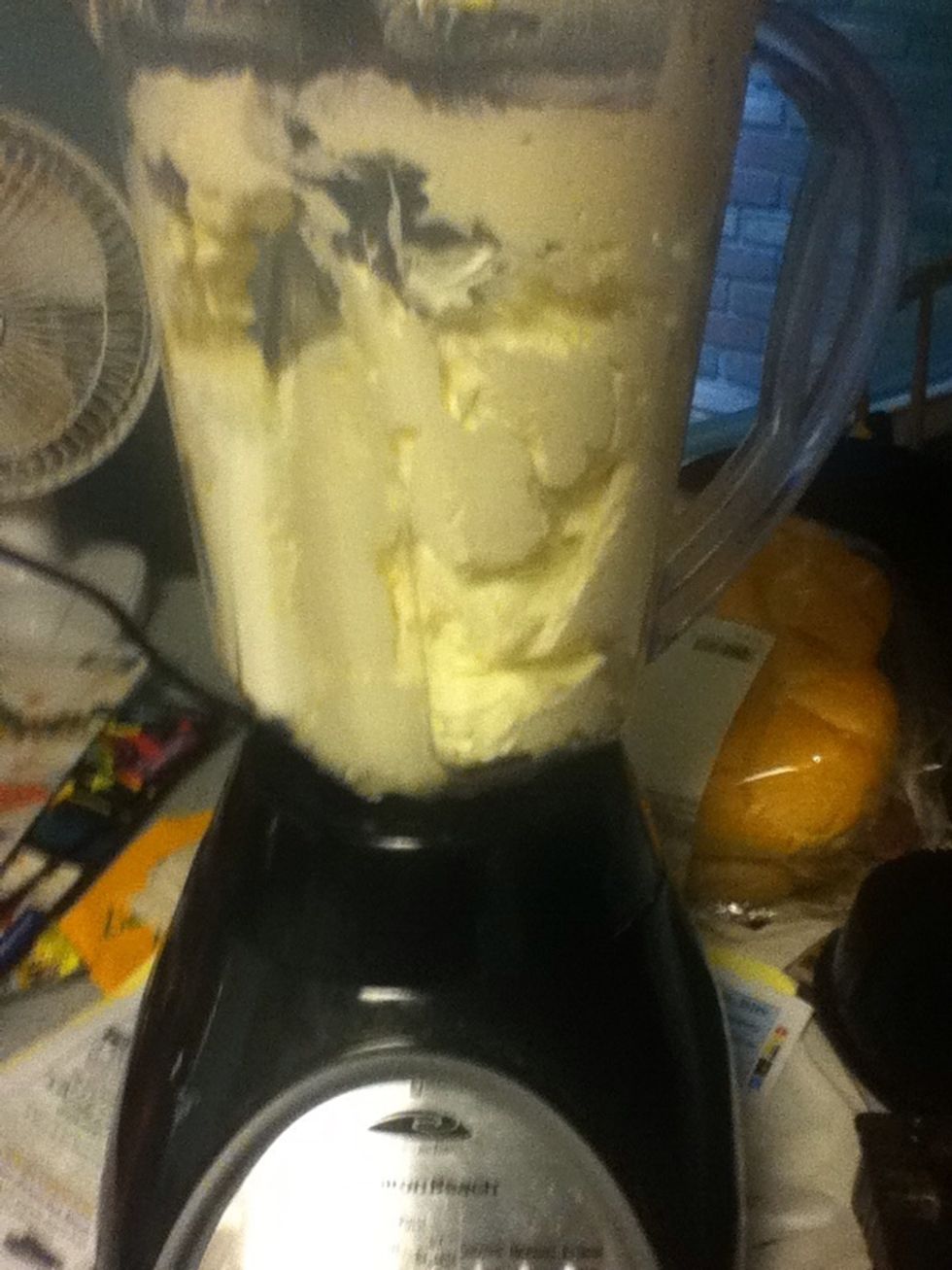 Then move it to a blender unless you have a big enough processor..and add sugar, lemon juice and salt.