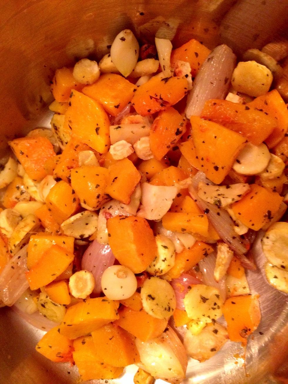 Then move the now fantastic smelling veggies to a large pot.