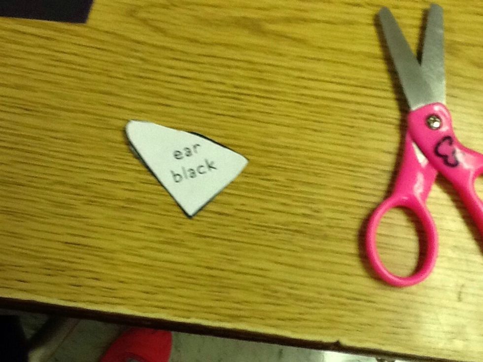 Then next you cut out the ear of the bat template.