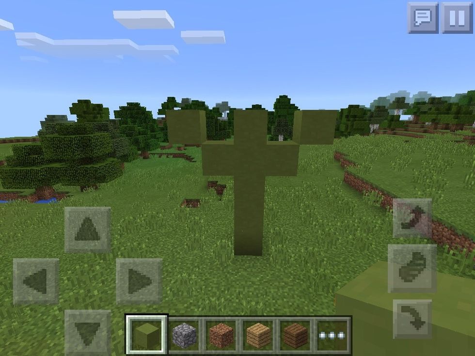 Then on the 3rd last block need the top do 2 block diagonal lines on bother sides