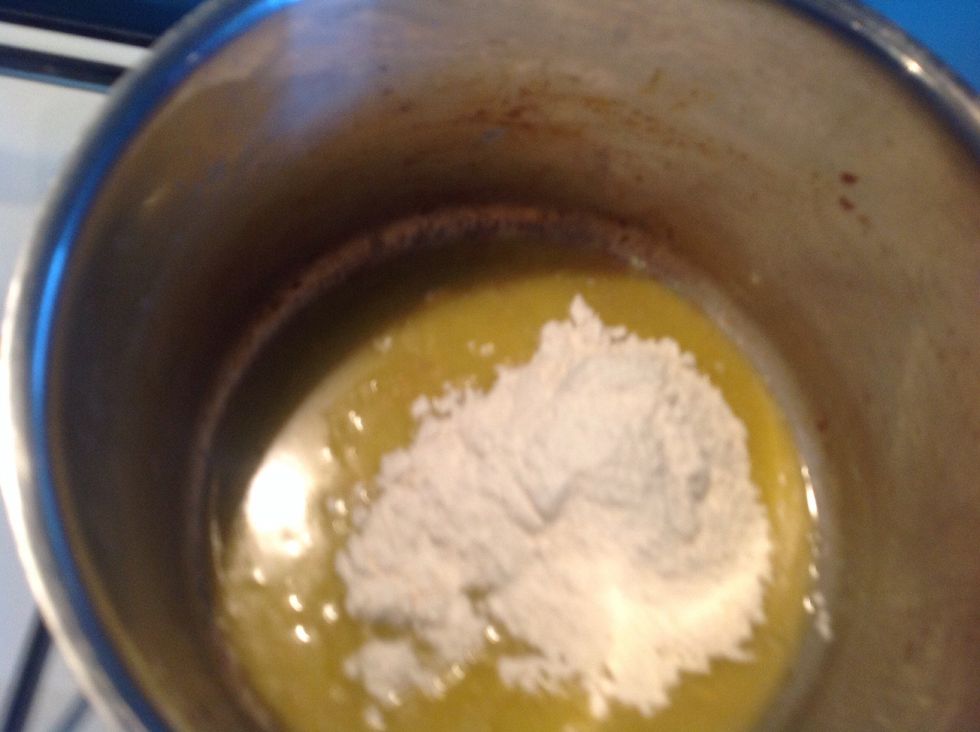 Then once butter has dissovled, put in the flour.