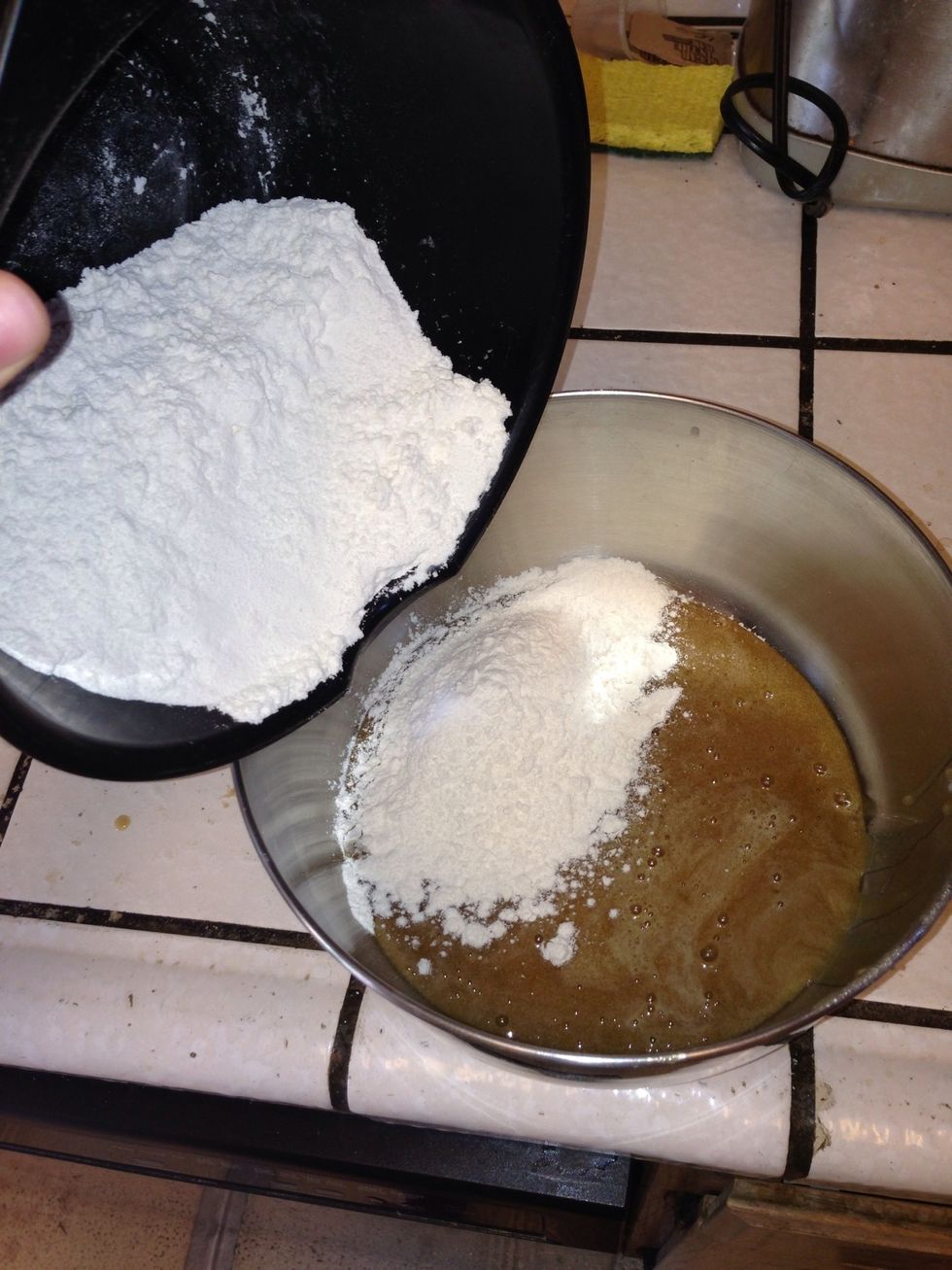 Then once eggs have been added slowly add the dry ingredients (flour, salt, baking soda)
