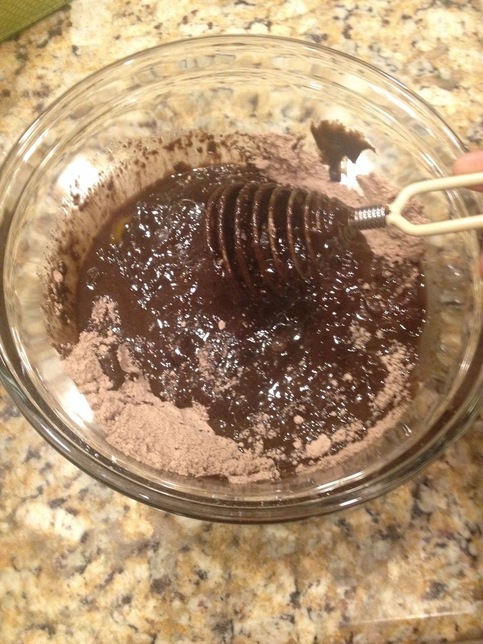 Then once ingredients are in mix it with a whisk or mixer machine